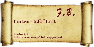 Ferber Bálint névjegykártya